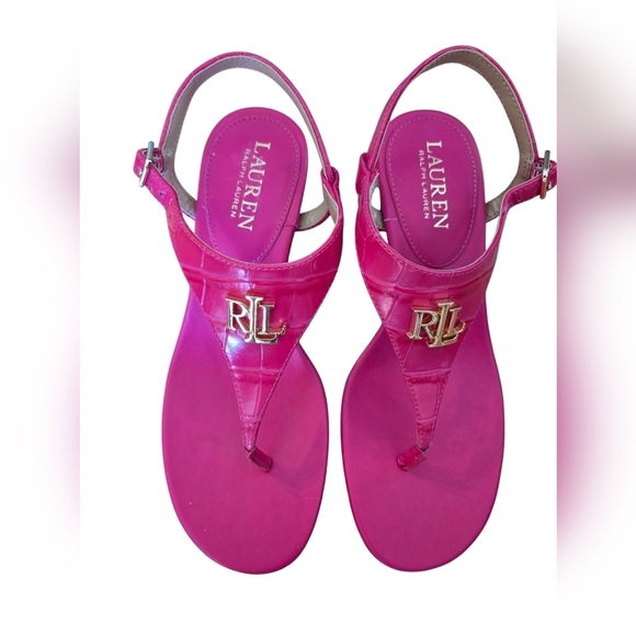 Lauren Ralph Lauren Women’s WESTCOTT II Thong Sandal Ankle Strap Pink NEW Sz 5.5 - Picture 2 of 9